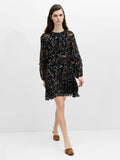 Kylie Black Abstract Printed Ruffle Mini Dress