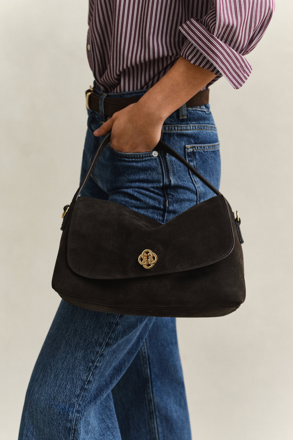 Suede Slouch Chocolate Bag