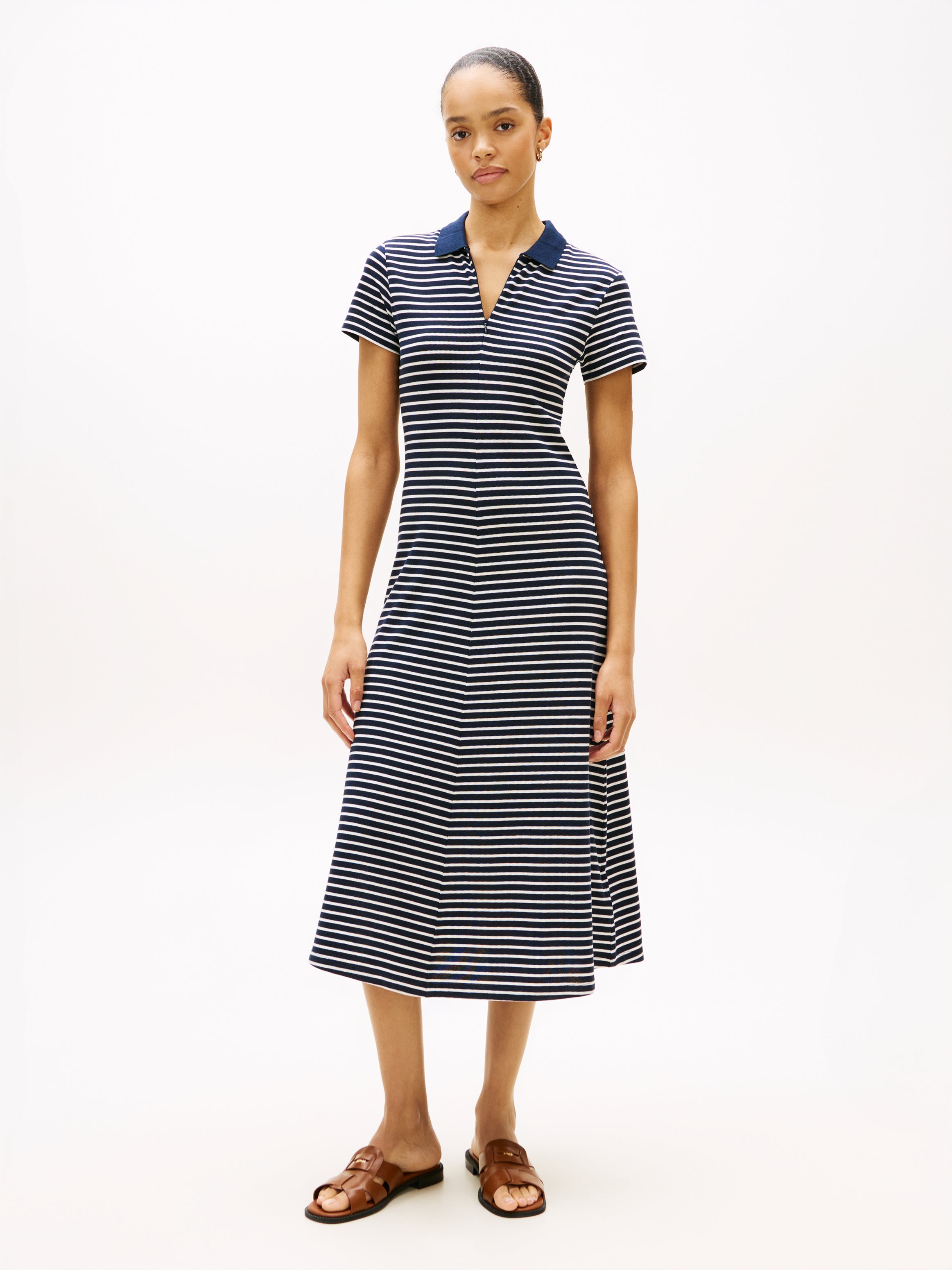 The Pique Stripe Collar Dress