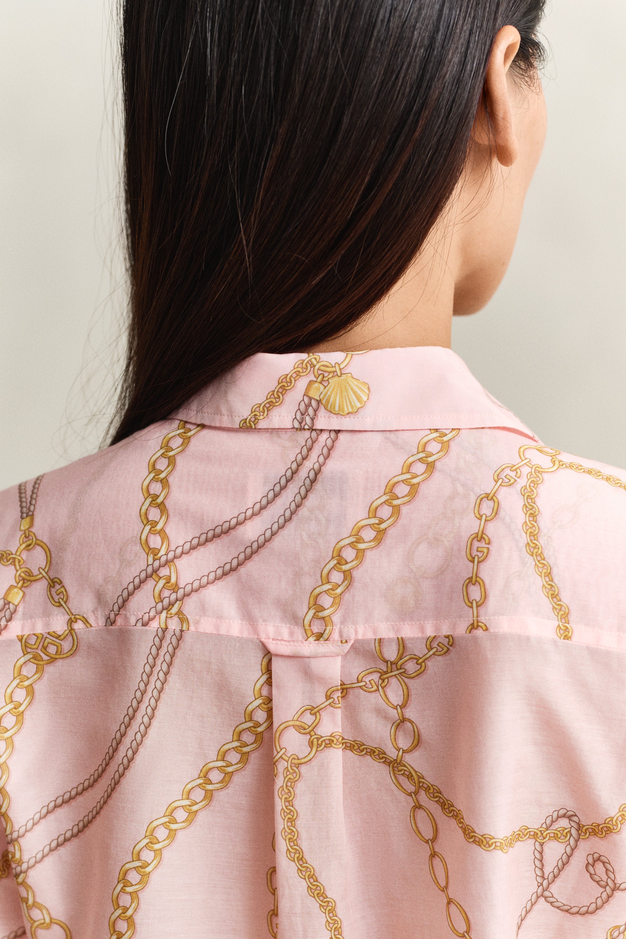 Printed Cotton Silk Chain Pink Blouse