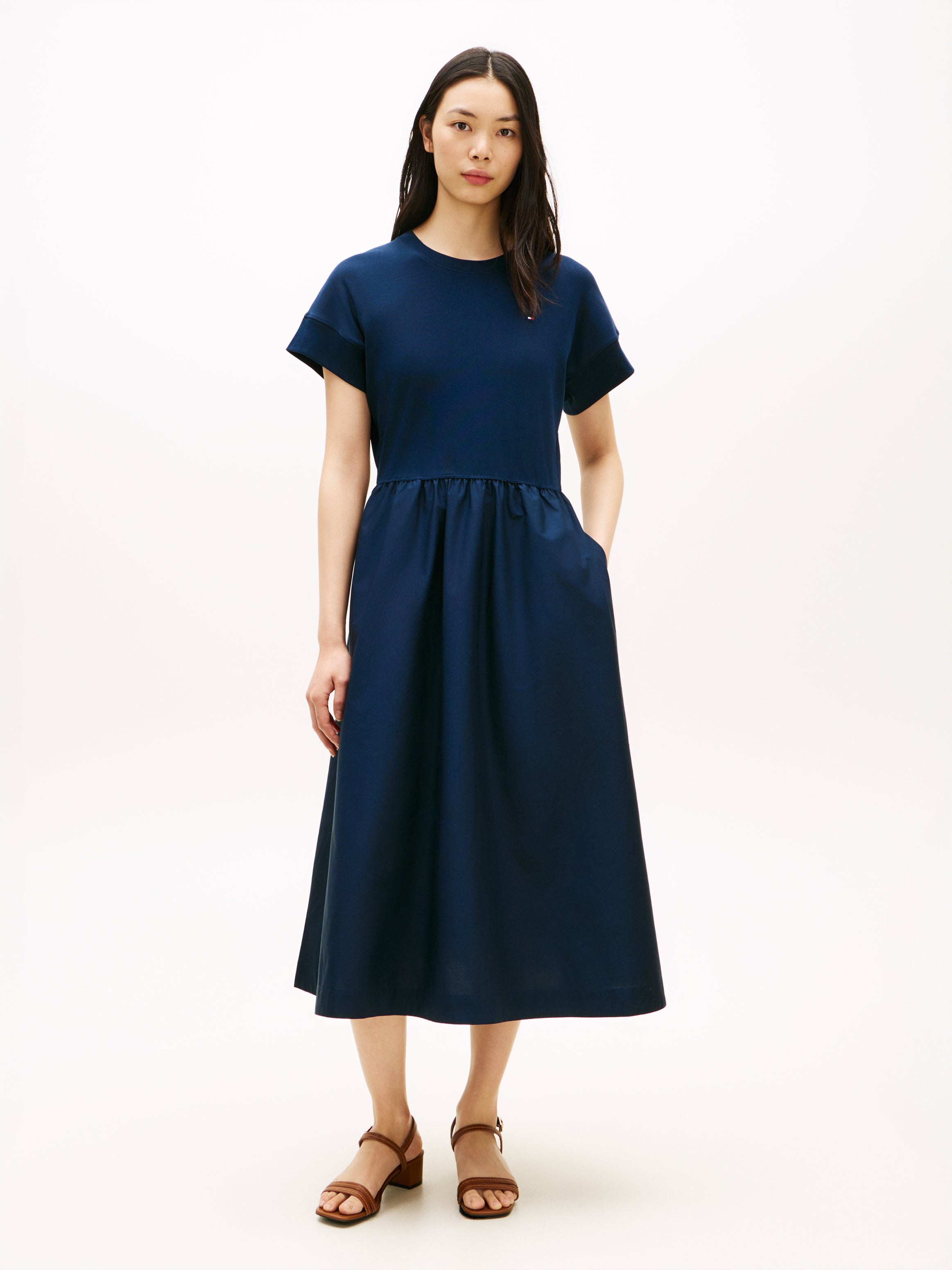 The Cody Navy Mix Fit and Flare Dress