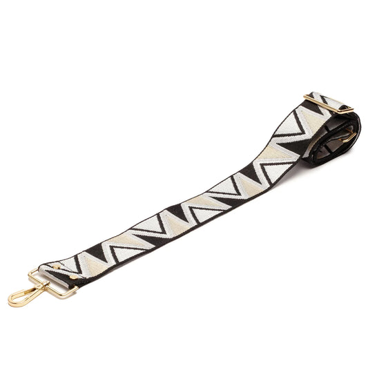 Crossbody Strap Black White Abstract