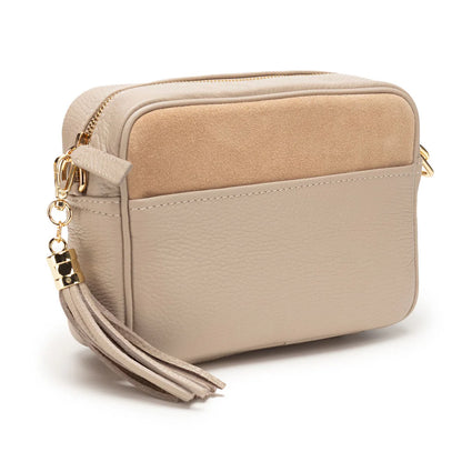 Crossbody Suede Pocket Bag - Nude