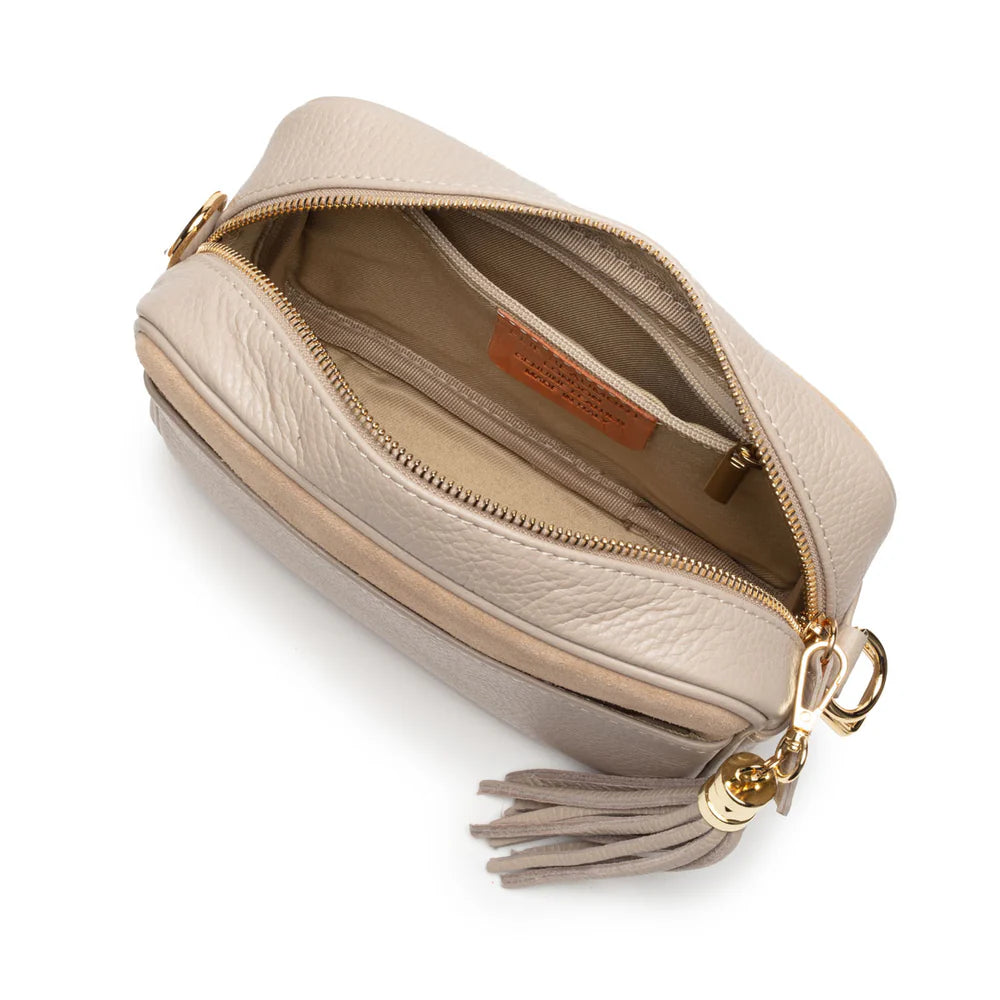 Crossbody Suede Pocket Bag - Nude