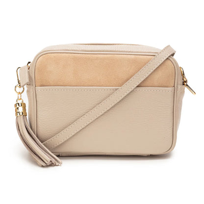 Crossbody Suede Pocket Bag - Nude