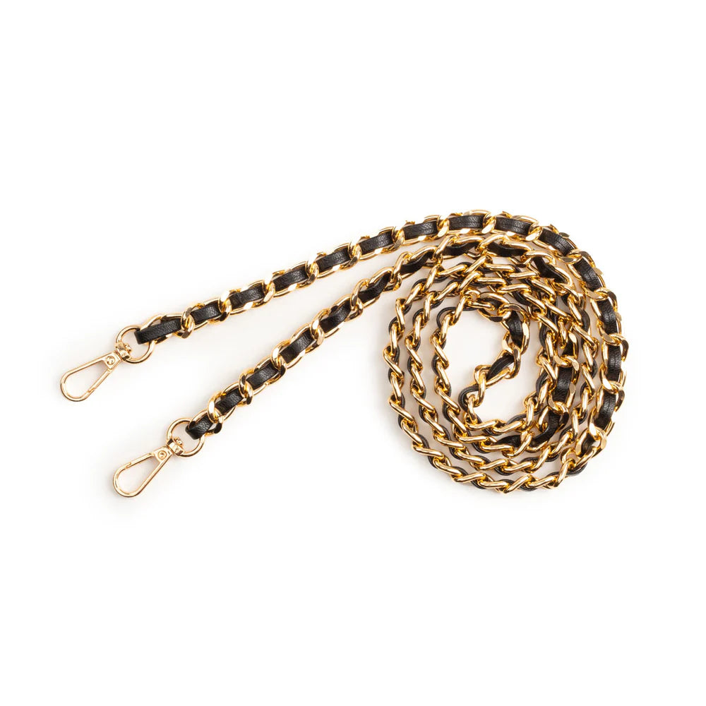 Phone Pouch Lanyard Strap - Gold Black Chain