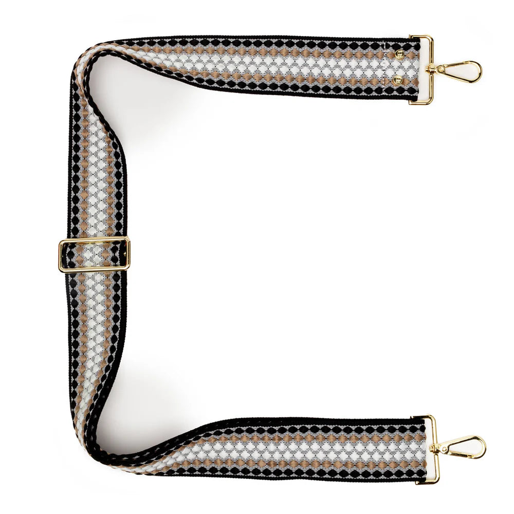 Crossbody Strap Dotted Black and Camel Stripe