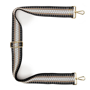 Crossbody Strap Dotted Black and Camel Stripe