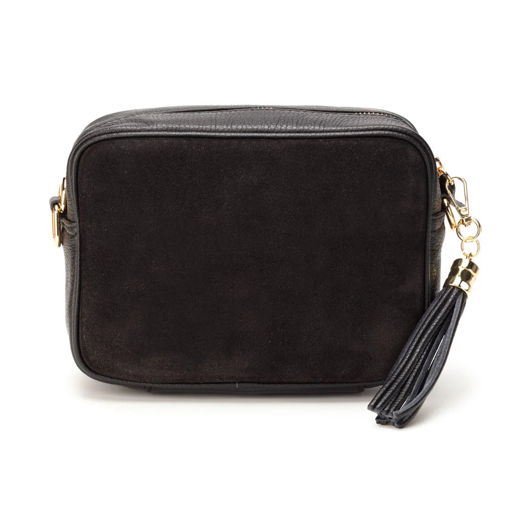 Crossbody Suede Pocket Bag - Black