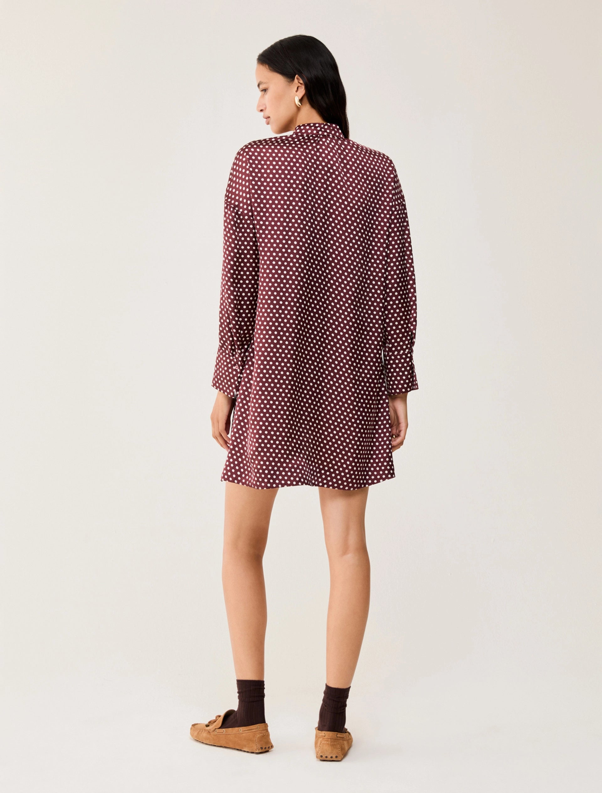 The Bordeaux Polka Dot Mini Dress