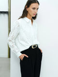 Margot White Textured Long Sleeve Shirt