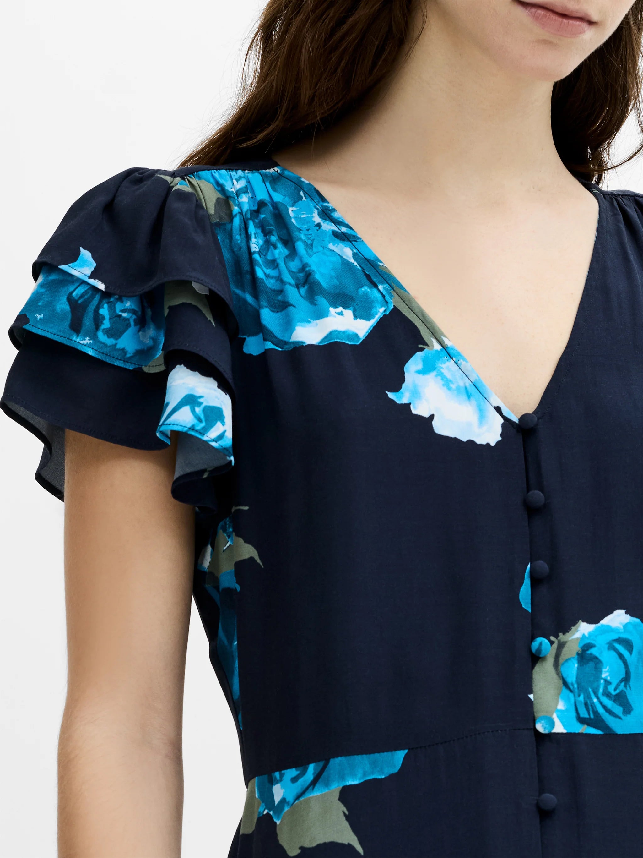 Lara Blue Floral Midi Tea Dress