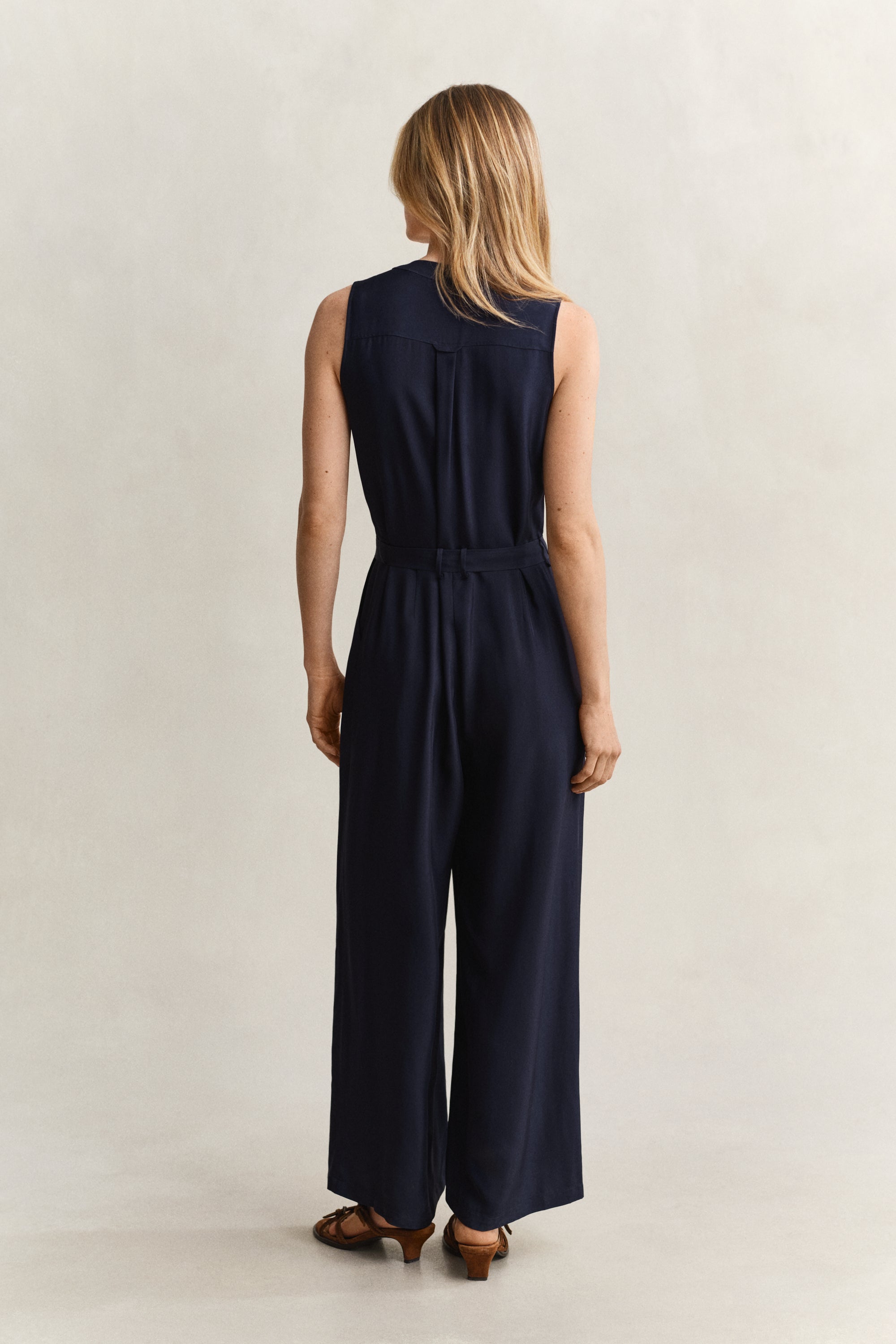 The Fluid Twill Belted Jumpsuit