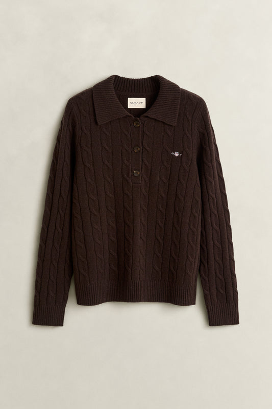 Chocolate Brown Cable Rugger Knit