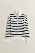 The Stretch Half Zip Stripe Cable