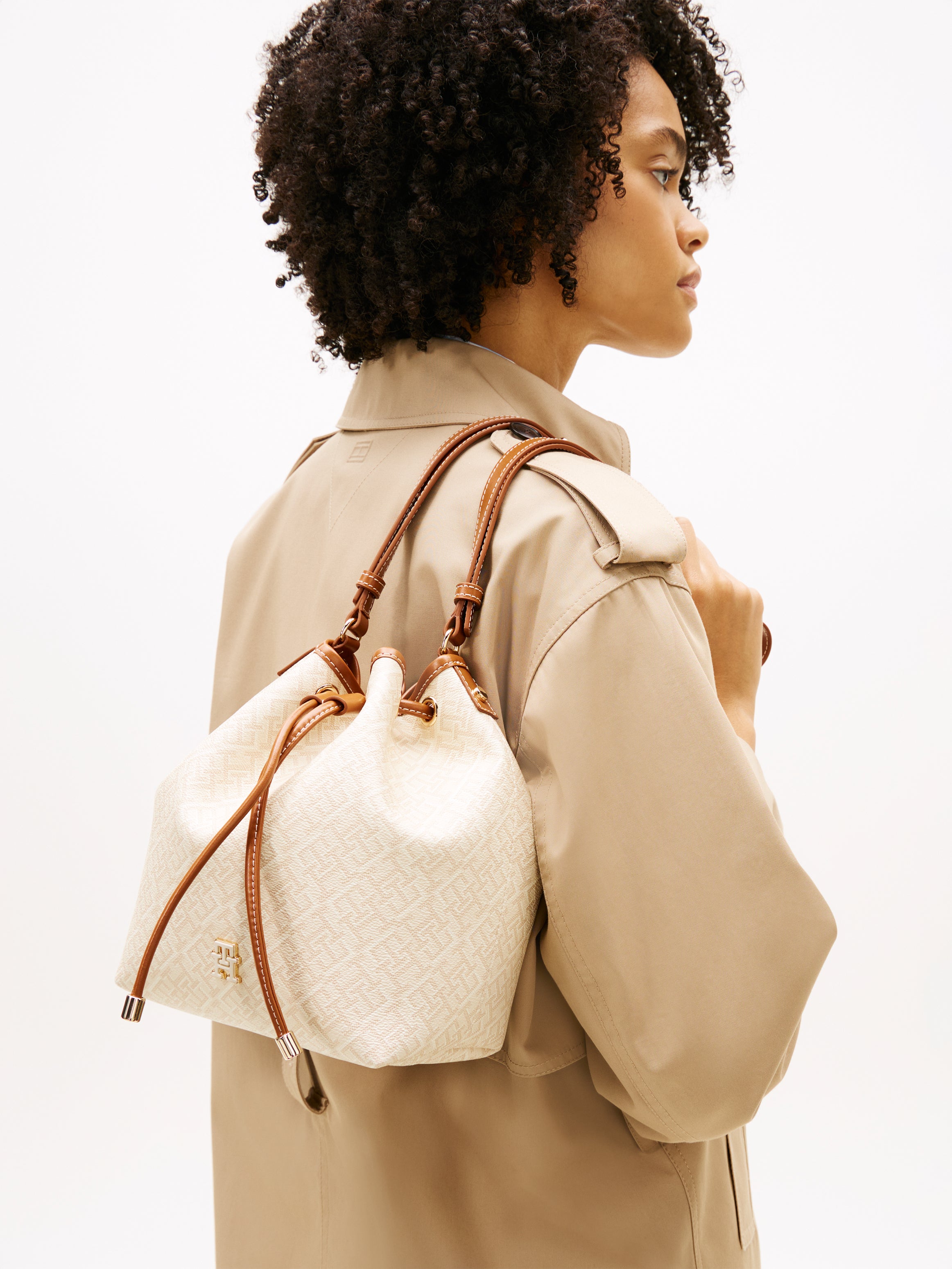 The Cream Monogram Bucket Bag