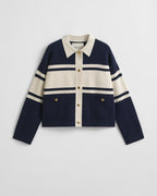 The Navy Cream Colour Block Cardigan
