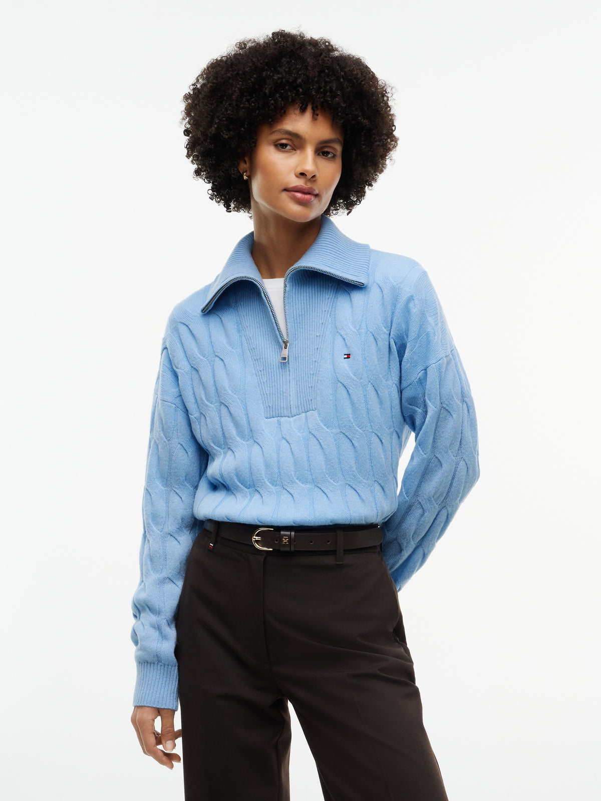 Soft Wool Light Blue Half Zip Knit