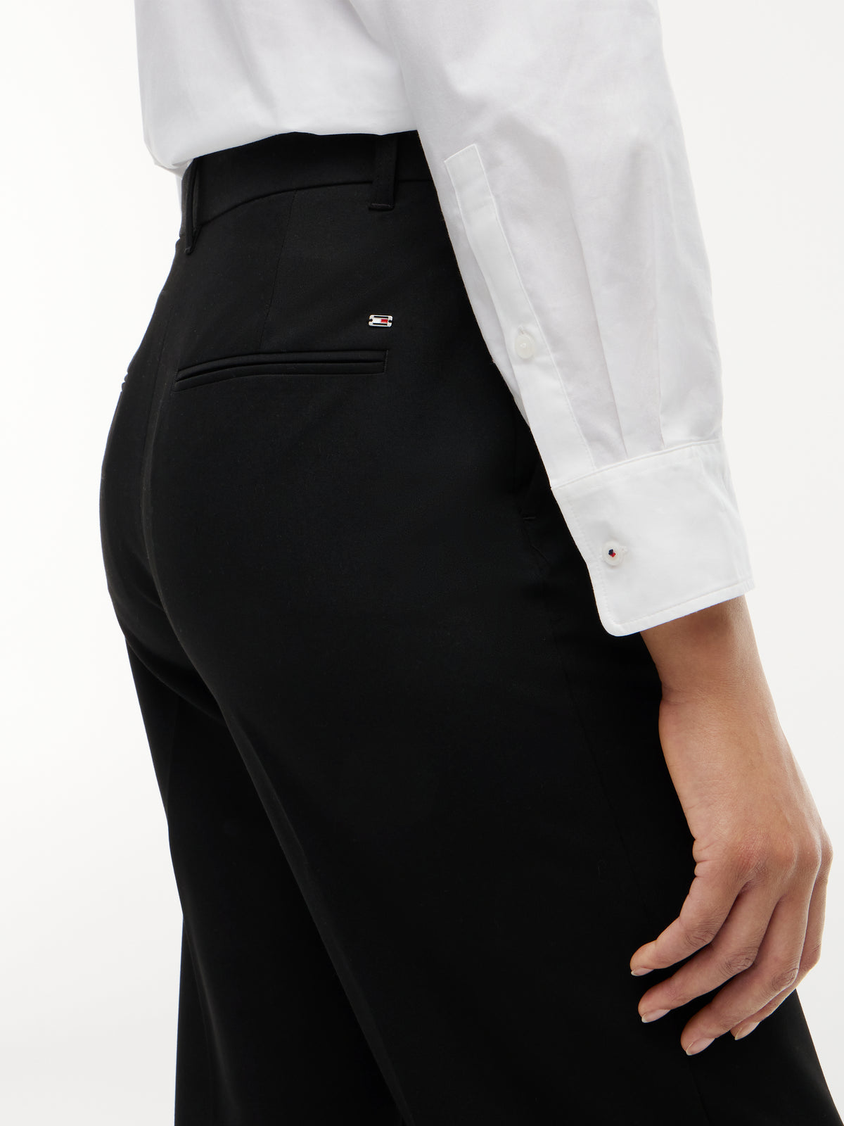 Viscose Blend Black Straight Trousers