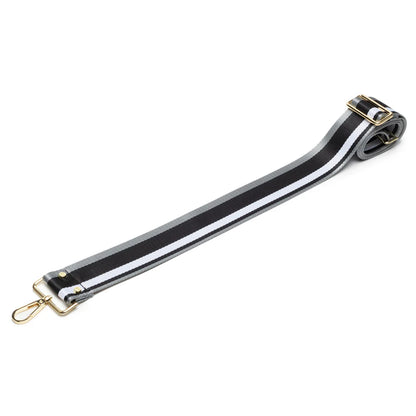 Crossbody Strap Black/Sliver/White Stripe