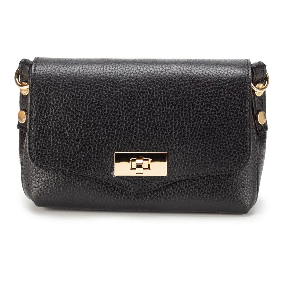 Twist Clasp Black Crossbody Bag