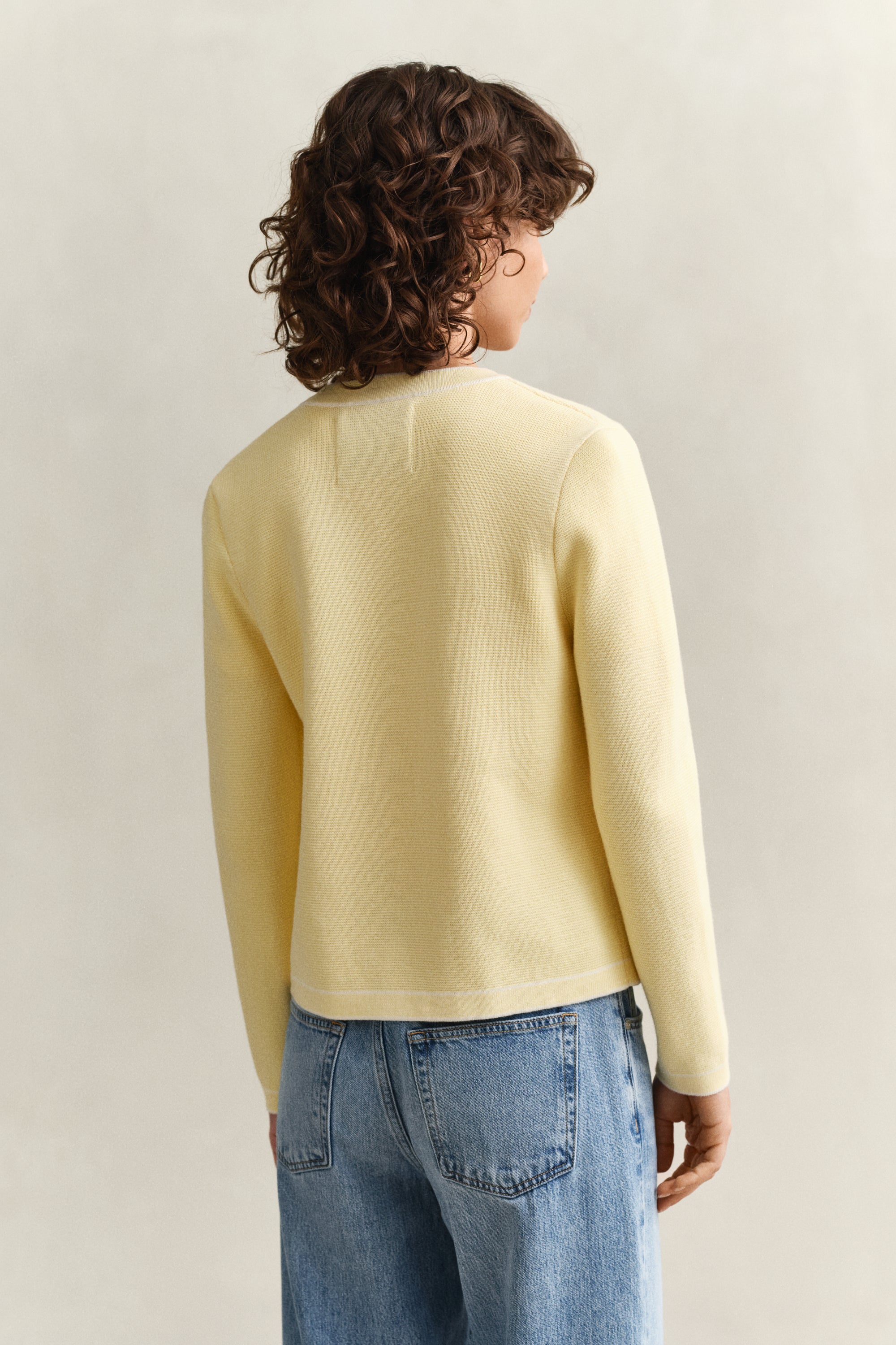 Vanilla Yellow Cotton Button Cardigan