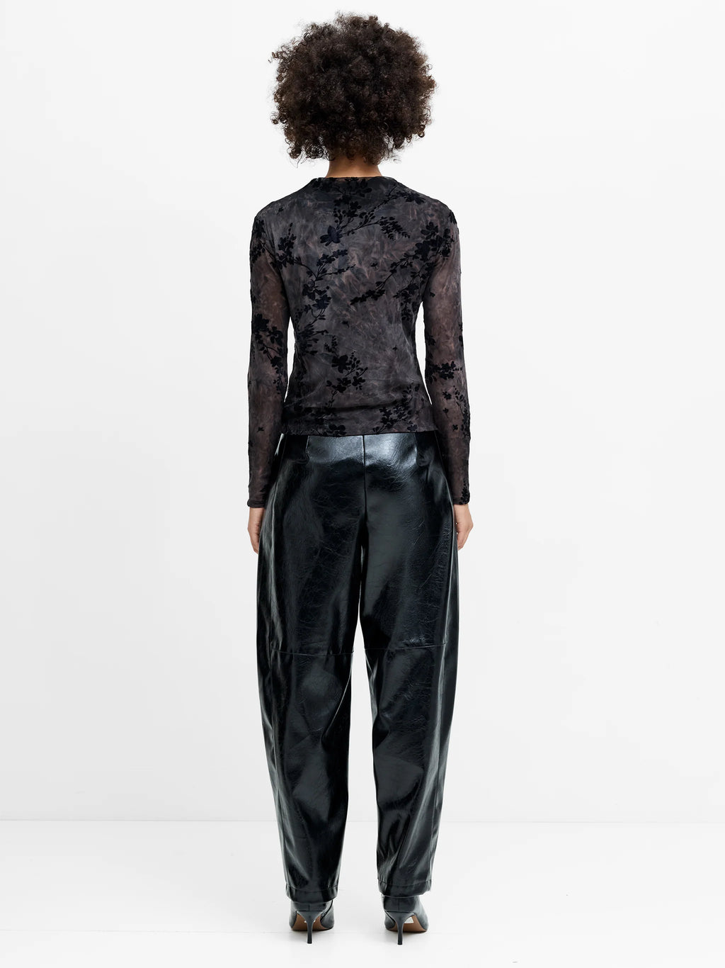 Kenny Floral Velvet Devore Mesh Top