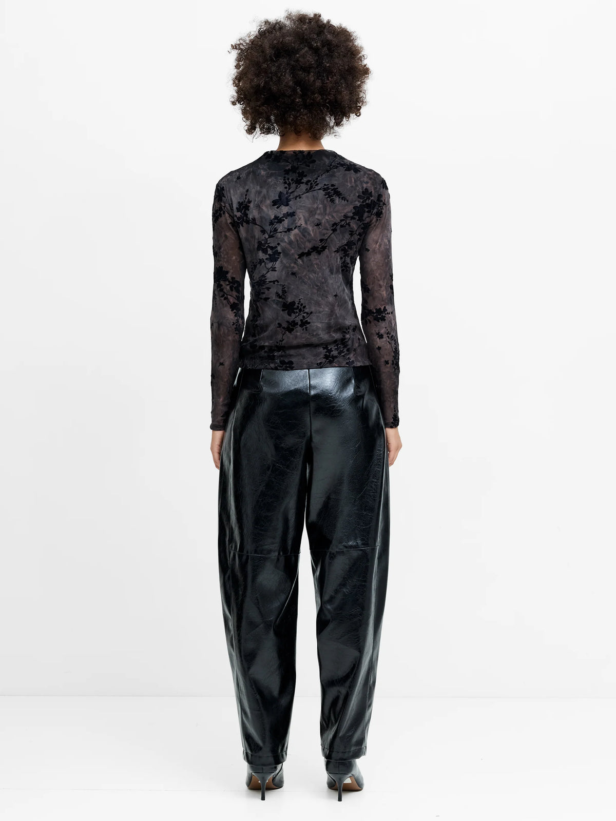 Kenny Floral Velvet Devore Mesh Top