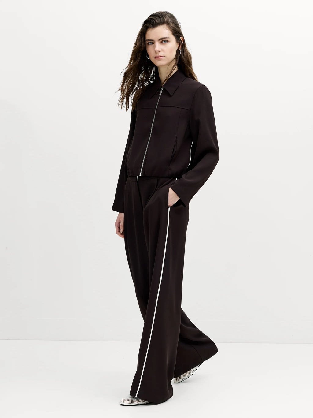 Vinnie Tailored Brown Zip Through Blouson Jacket