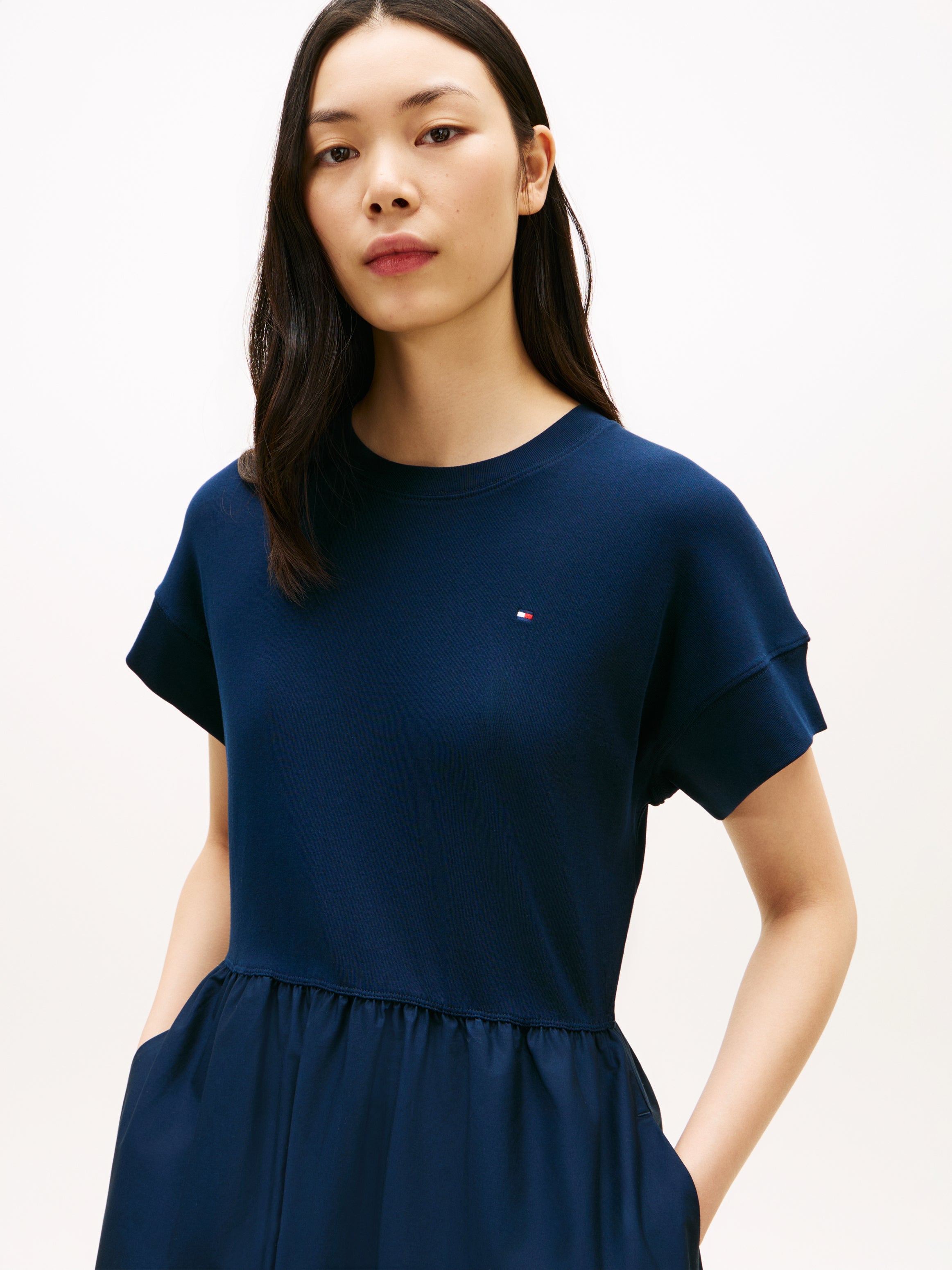 The Cody Navy Mix Fit and Flare Dress