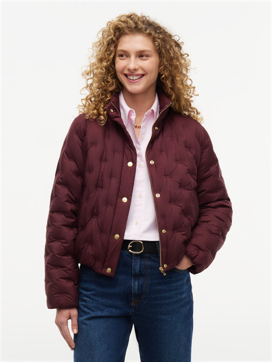Deep Burgundy Down Quilted Jacket