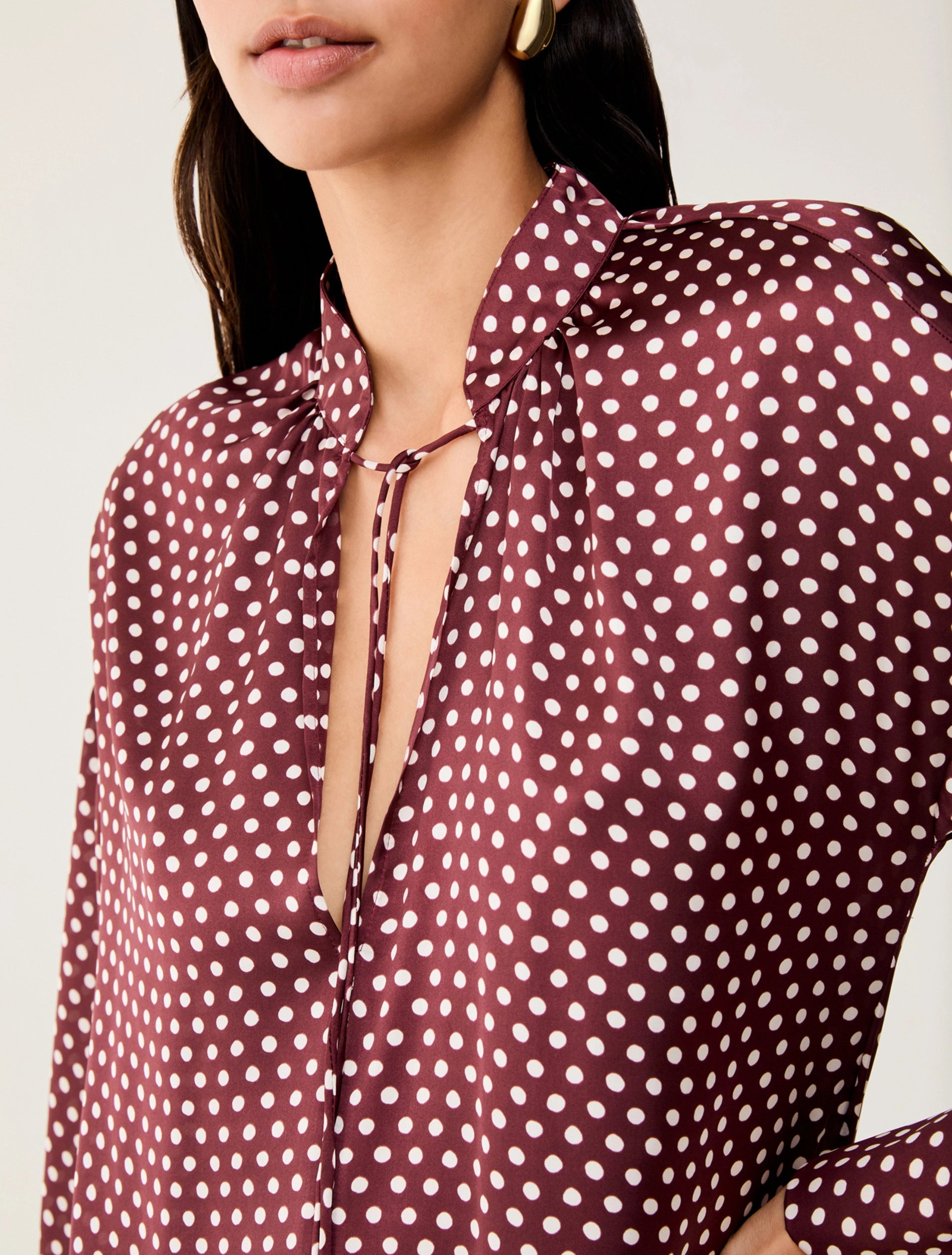 The Bordeaux Polka Dot Mini Dress
