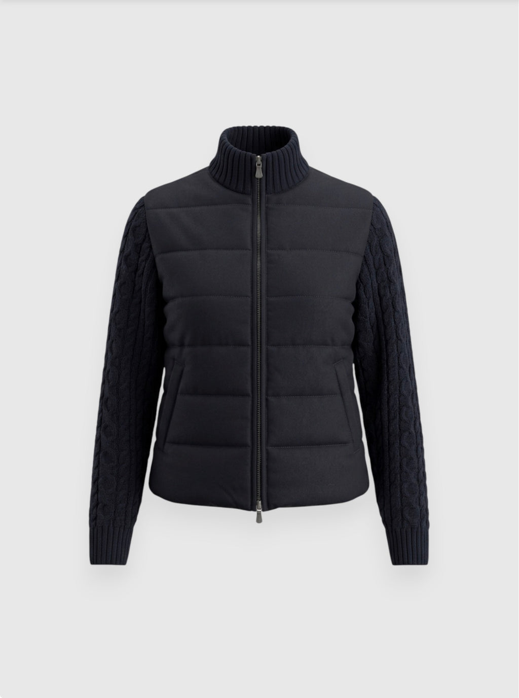 Cable Sleeved Navy Bomber Jacket