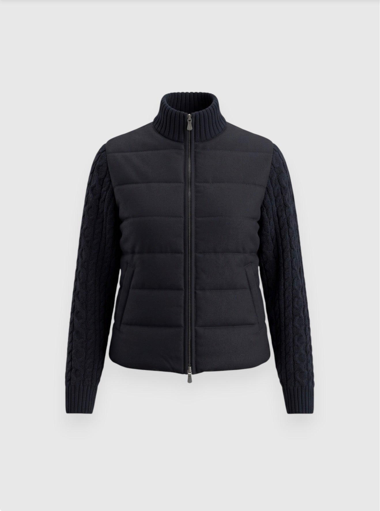 Cable Sleeved Navy Bomber Jacket