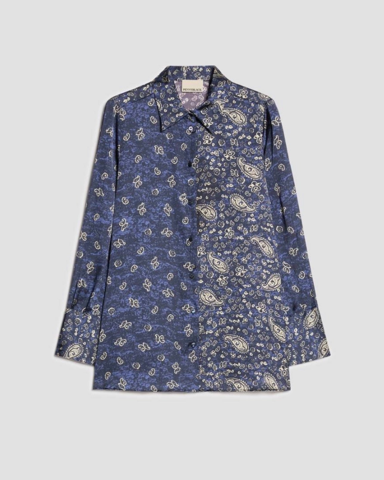 The Navy Brocente Pattern Blouse