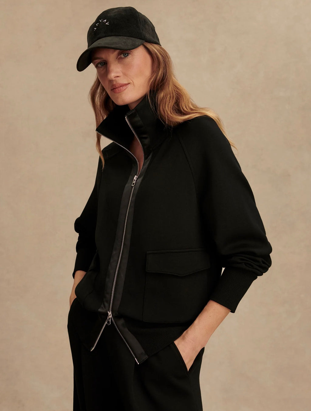 Black Roxbury Zip-Through Sweat