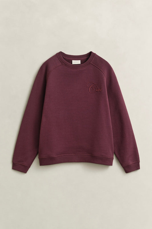 GANT Tonal Script Darkened Wine Sweatshirt