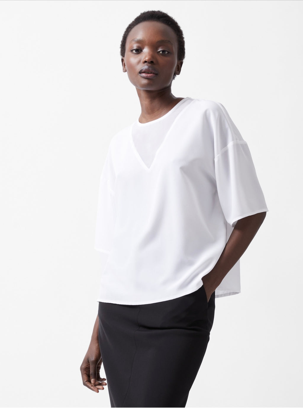 White Caprina Crepe Top