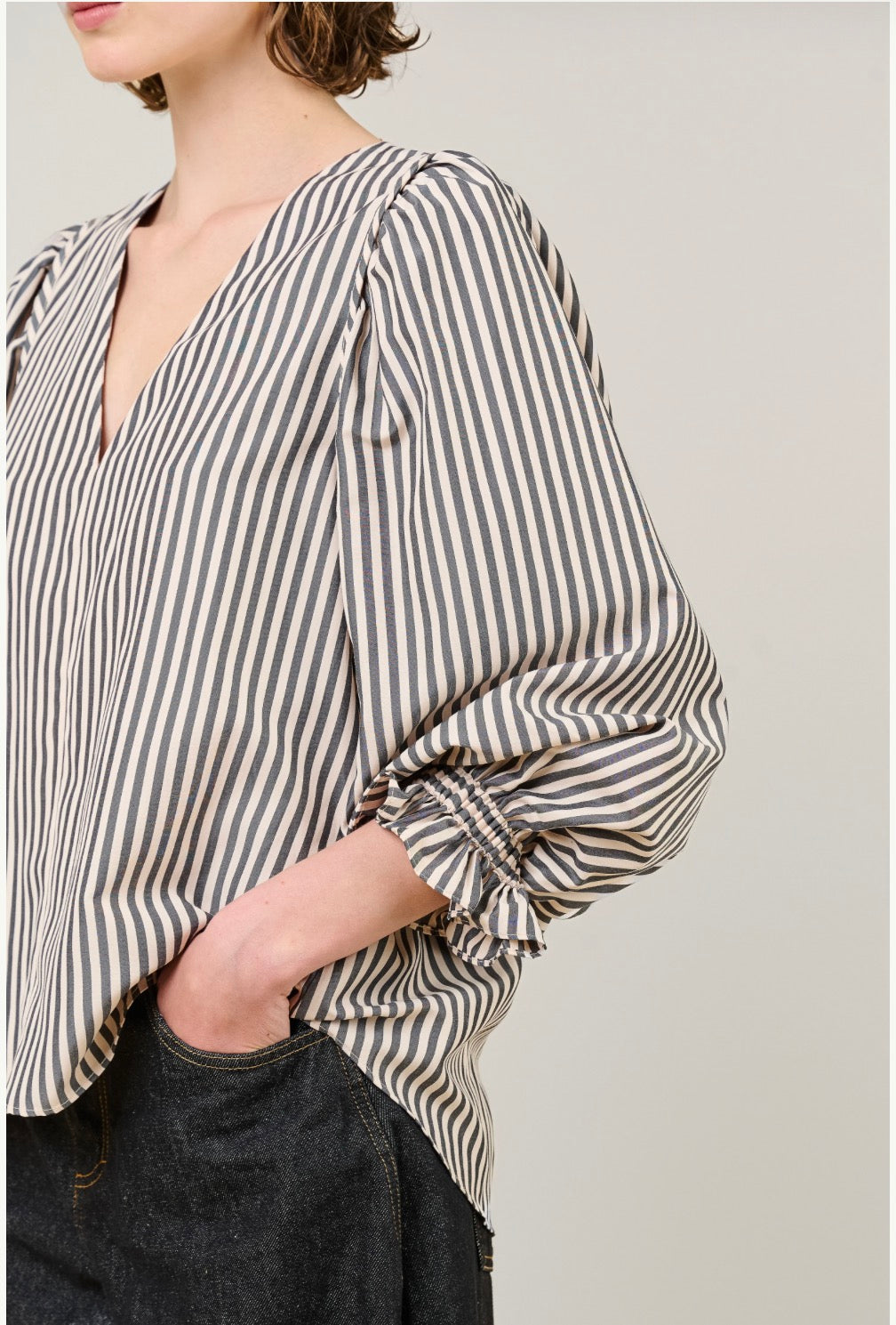 Remi Stripe V-Neck Blouse