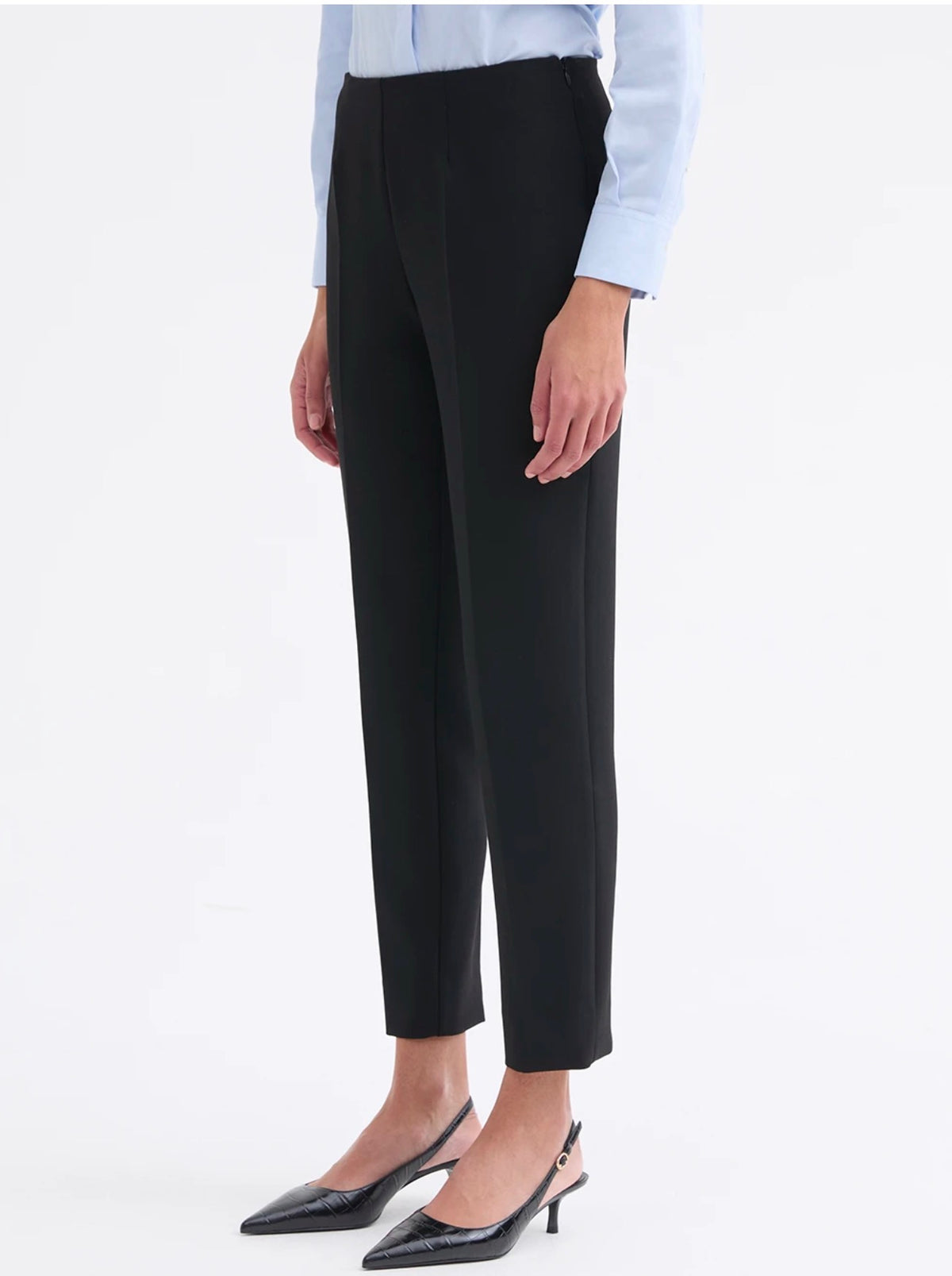 The Pocketless Side Zip Black Trousers