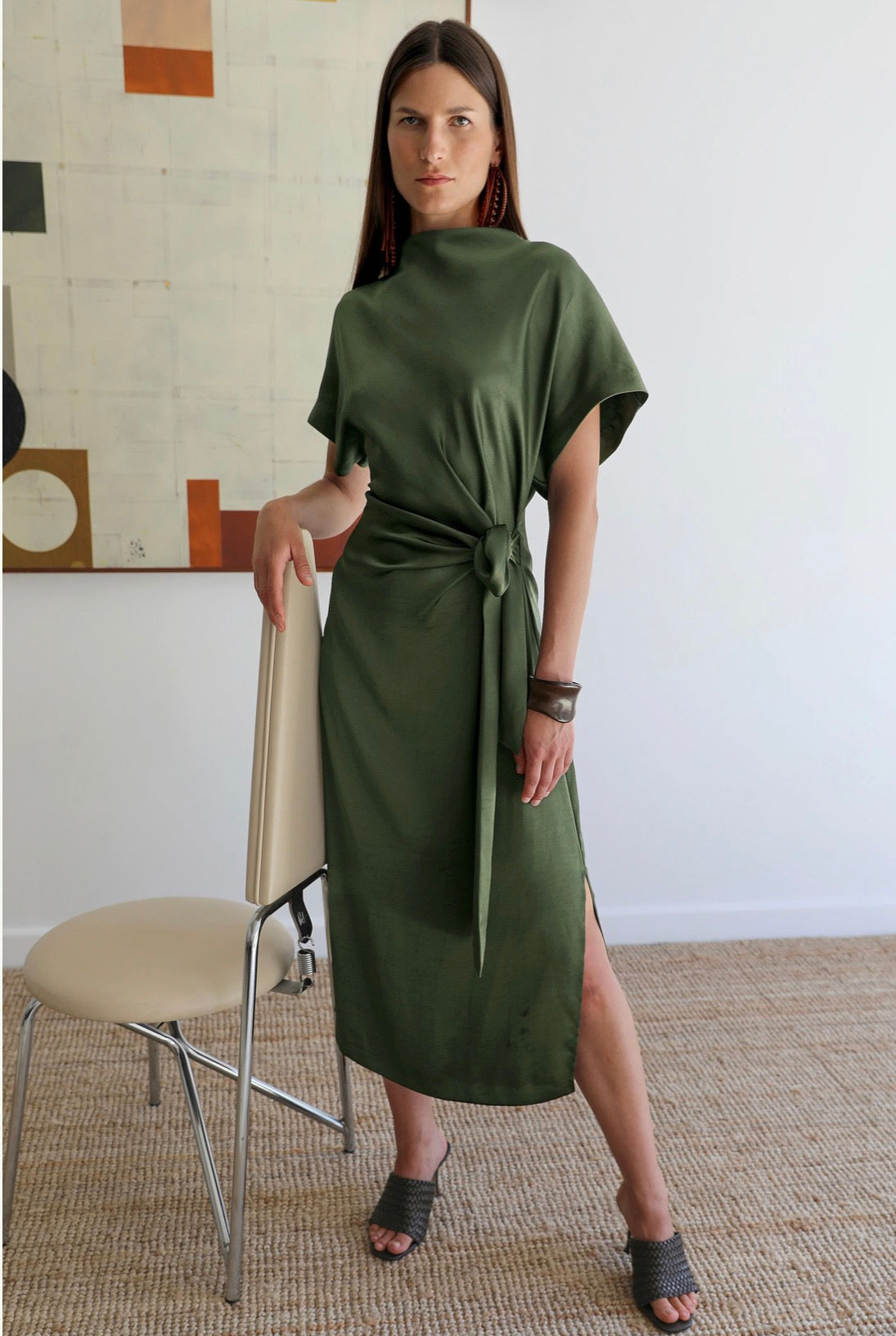 Rabia Green Side Tie Dress