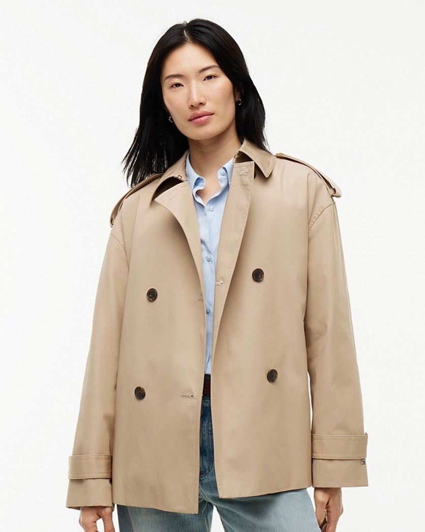 Water Repellent Relaxed Short Trench Coat