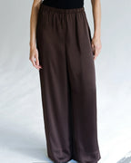 Bernadette Chocolate Satin Wide Leg Trousers