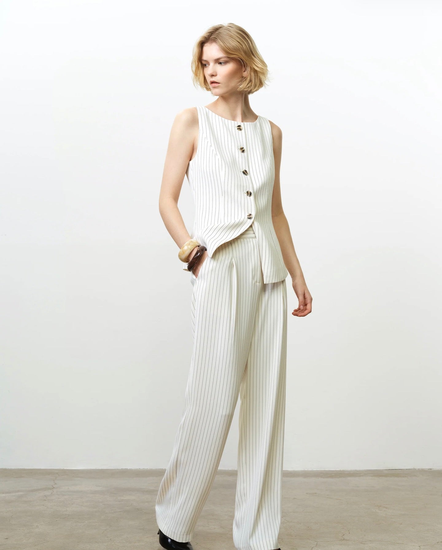 Vinnie Pinstripe Wide Leg Trousers