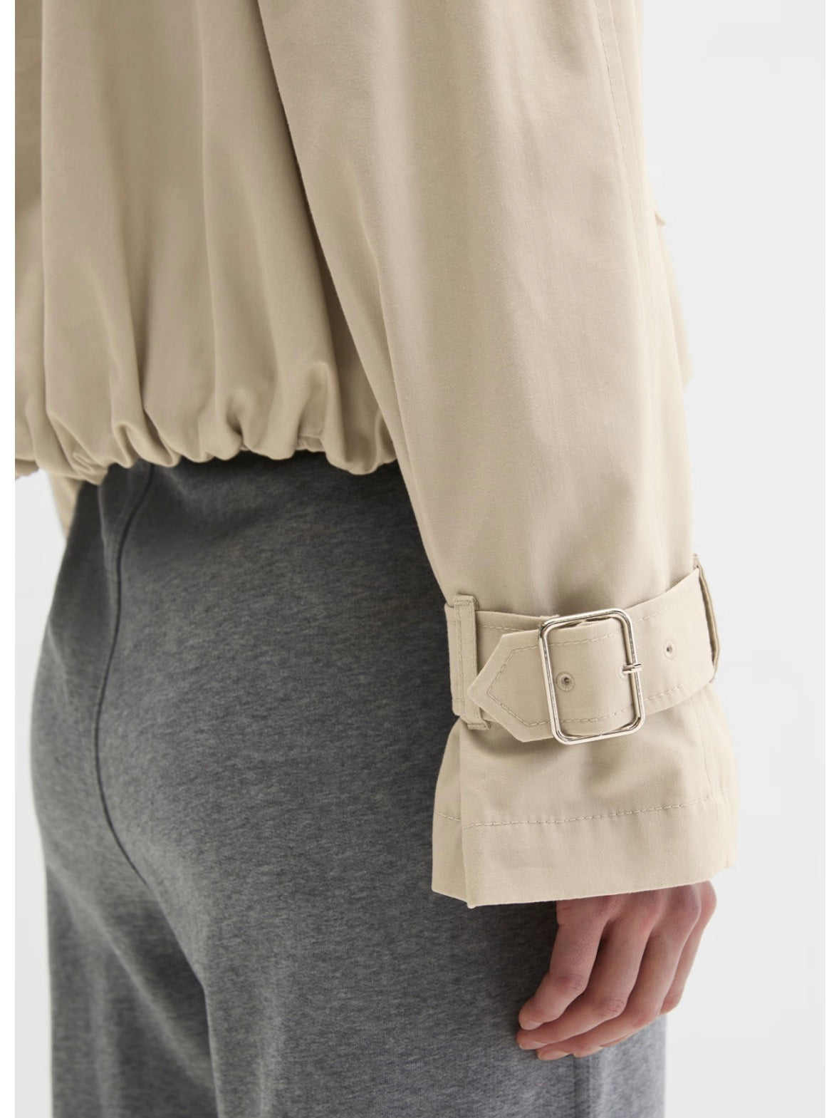 The Linen Beige Bomber Style Trench