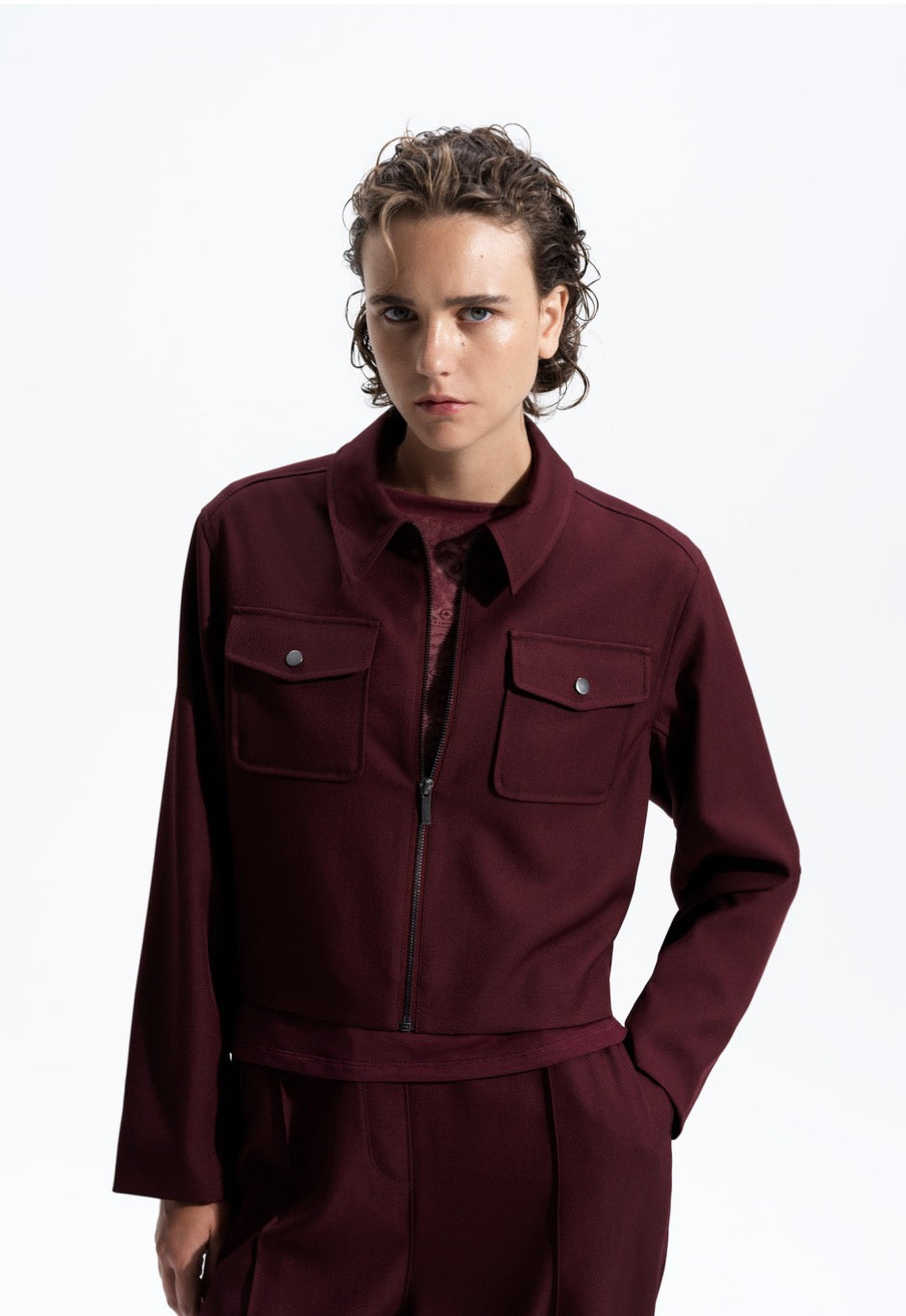 Twyla Burgundy Zip Jacket
