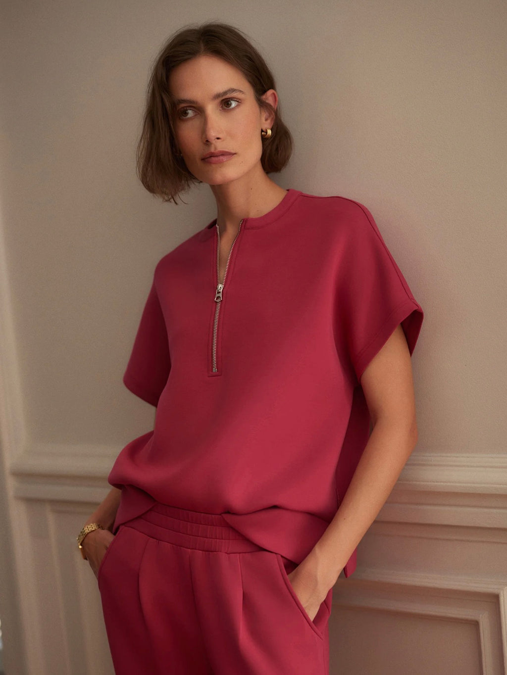 Adria Half-Zip Raspberry Sweat