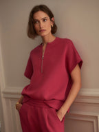 Adria Half-Zip Raspberry Sweat