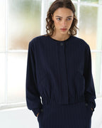 Alia Pinstripe Bomber Jacket