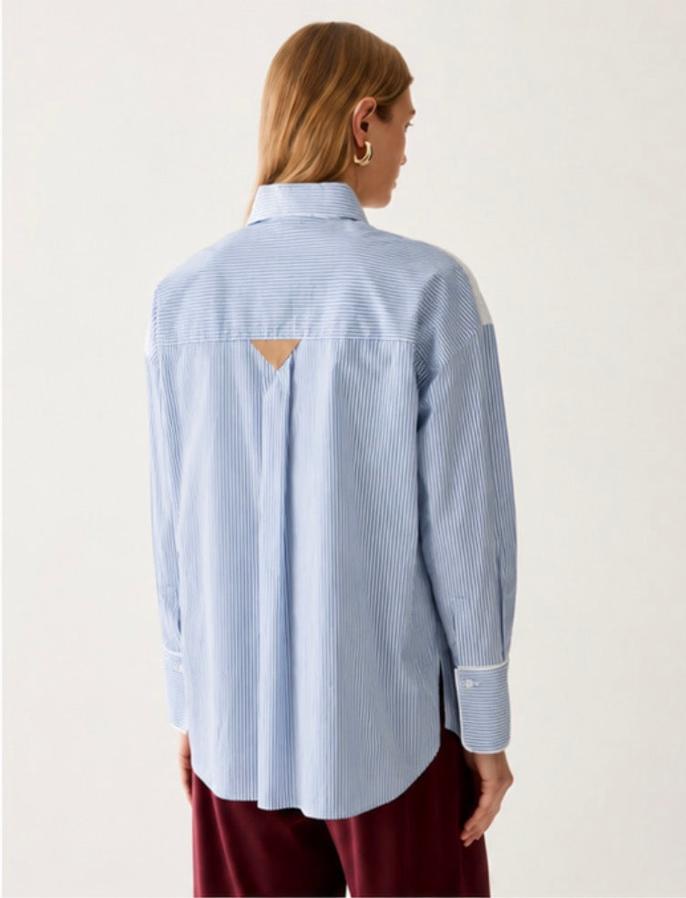 The Stripe Pocket Detail Blue Shirt